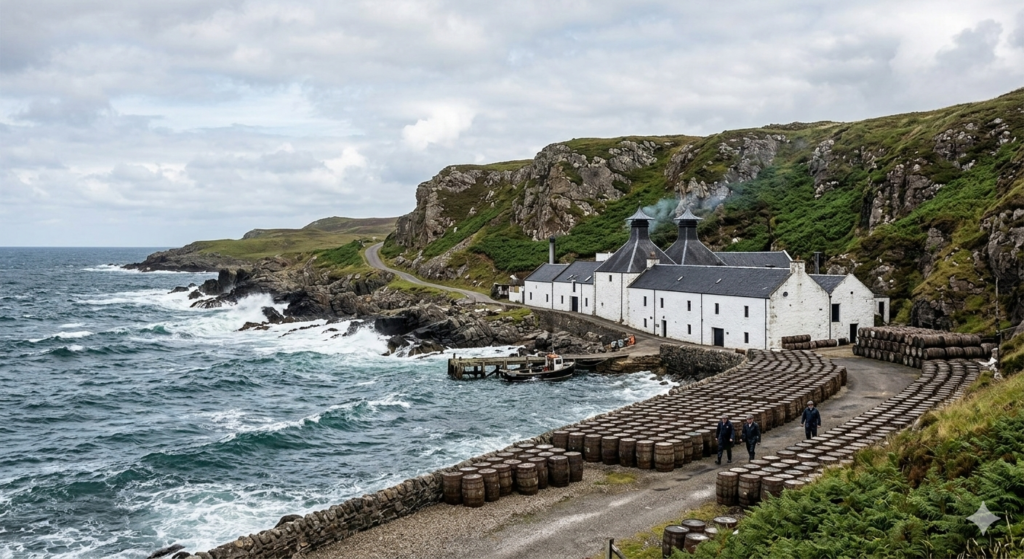 deniz kıyısında hayali bir damıtımevi